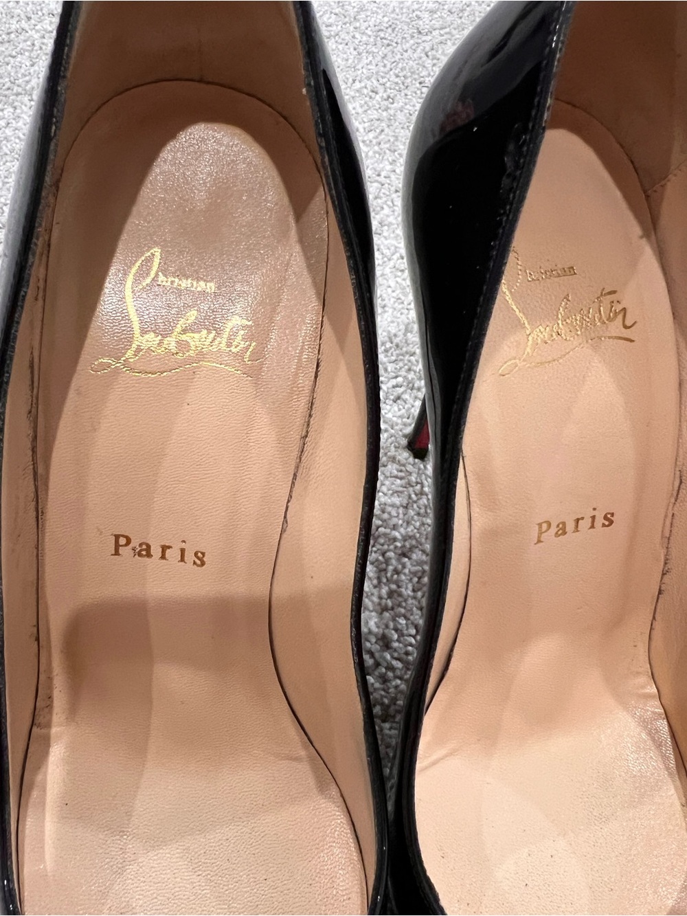 Christian Louboutin Black Patent Leather Round-Toe Pumps - Picture 4 of 12